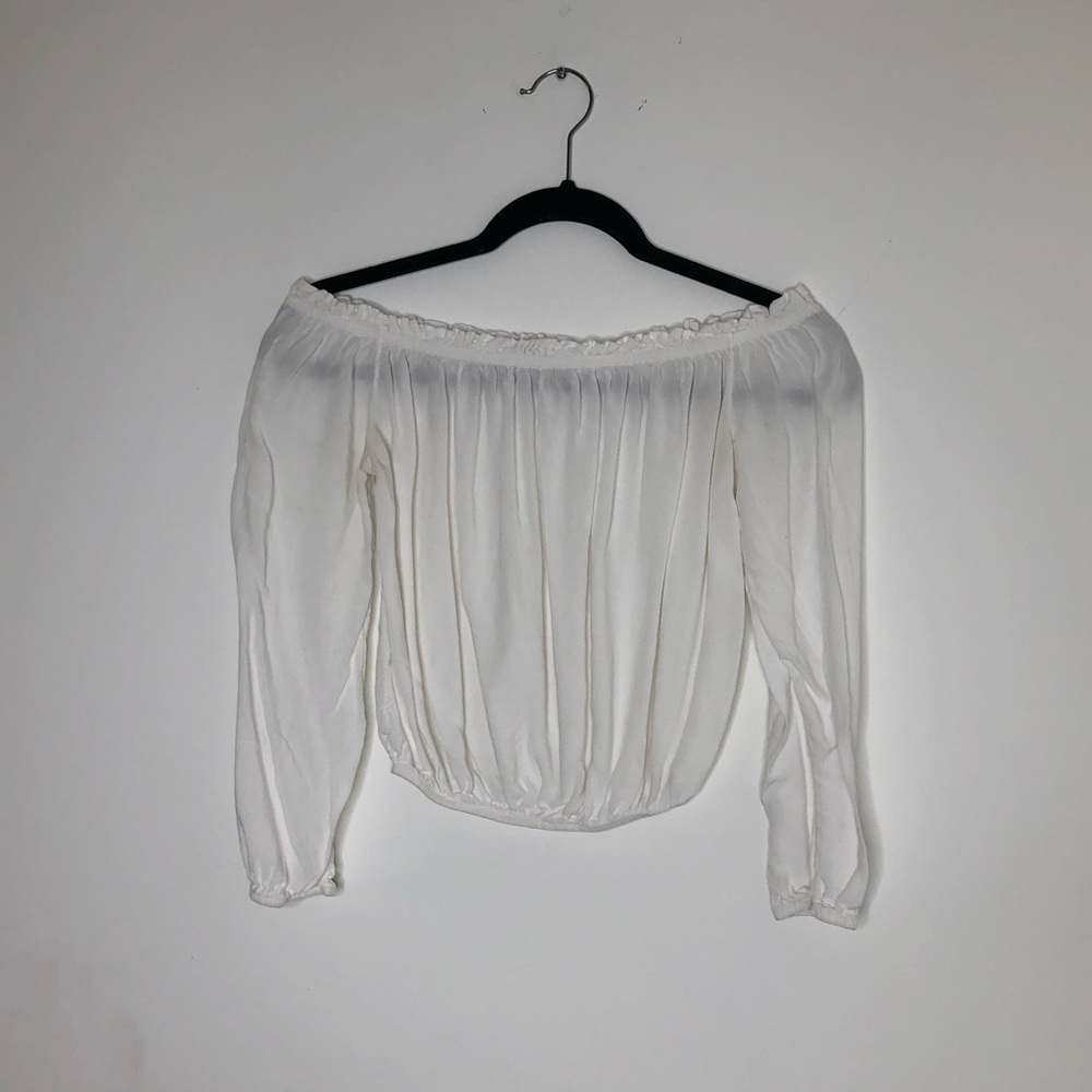 White Brandy Melville Ruffled Crop Top